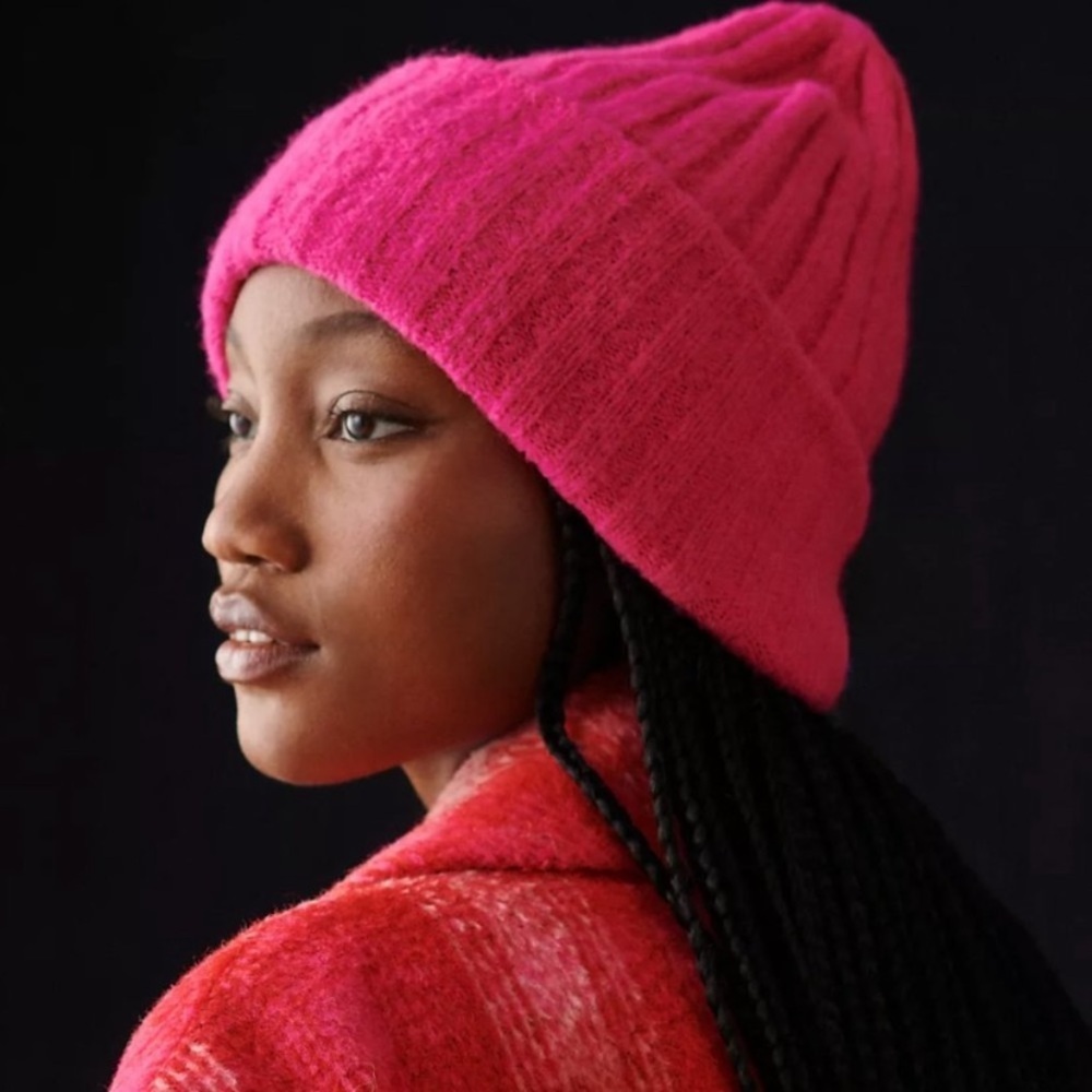 Anthropologie Maeve recycled beanie hat pink new without tags